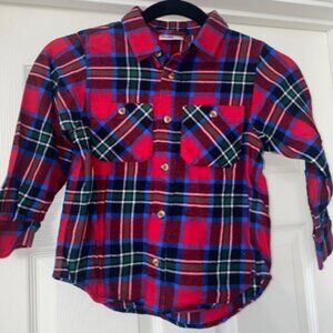 Hanna Andersson Red Plaid Flannel Button Up. Size 5